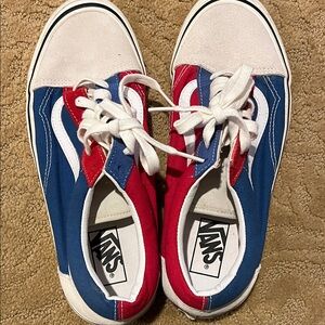 Vans Red, Blue, and White Athletic Shoes